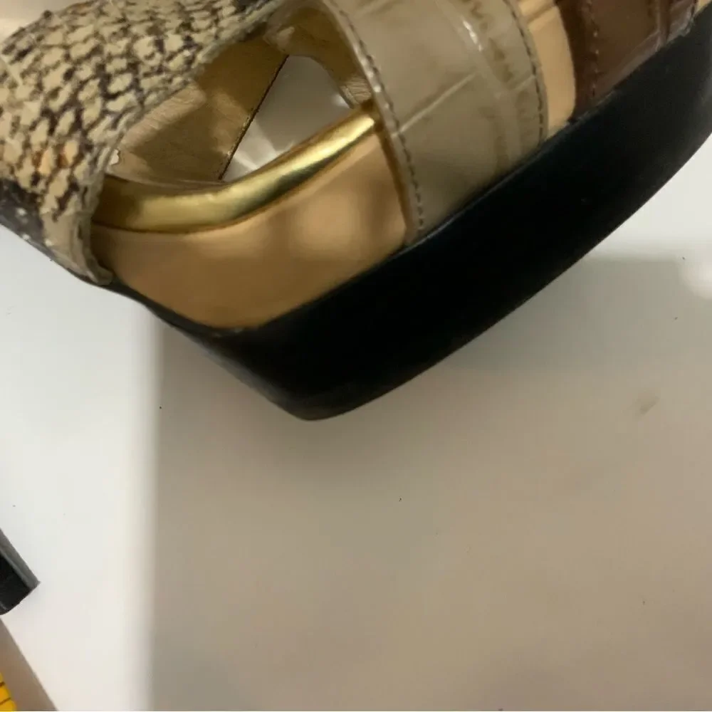 Michael Kors Niki Genuine Snakeskin Strappy Heels size 10 heels 5”